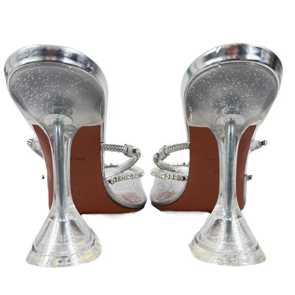 New Amina Muaddi Gilda Crystals Pvc Transparent Mules Size 38 - Picture 5 of 11